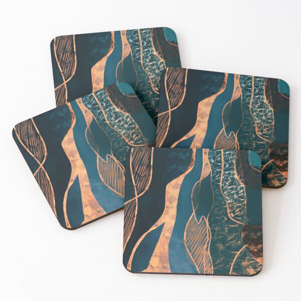 Item preview, Luxurious Blue and Gold Abstract Fluid Design designed and sold by antevasinart.