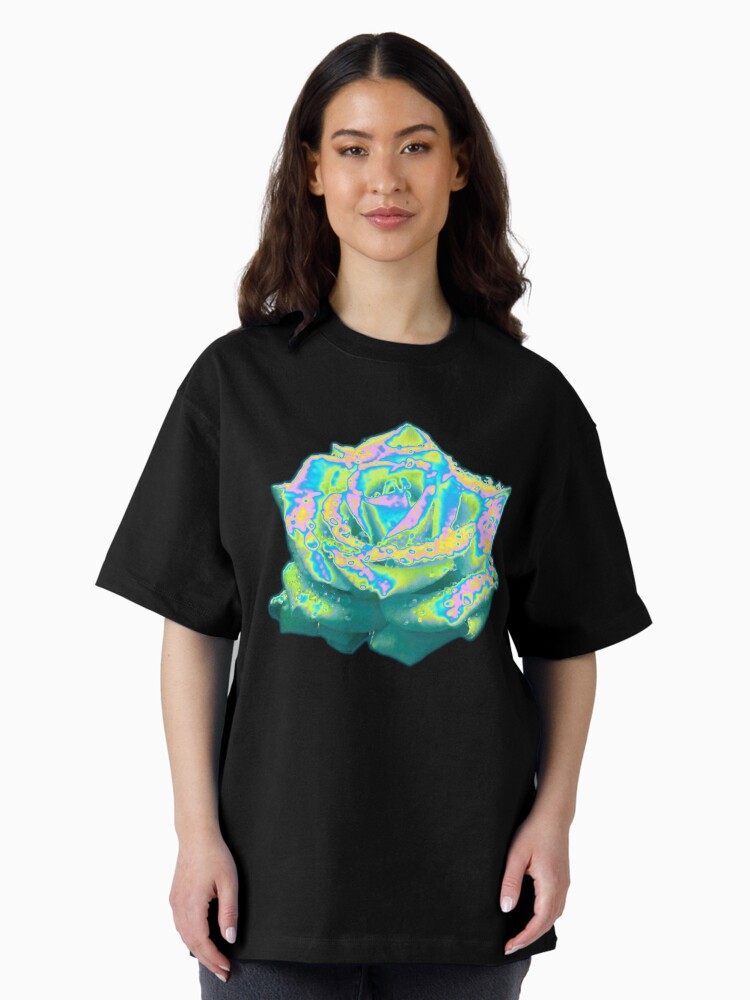 Thumbnail 2 of 7, Oversized T-Shirt, Green Holo Rose designed and sold by dinaaaaaah.