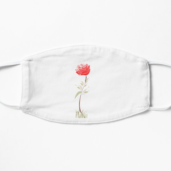 Pretty Rose With Green Leaves Design Flat Mask