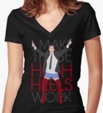 I MAKE THESE HIGH HEELS WORK-Kinky Boots Brendon Urie Women's Fitted V-Neck T-Shirt
