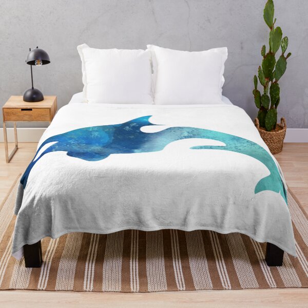 Artikelvorschau, Orca Killer Whale blau Aquarell Silhouette Artwork entworfen und verkauft von Typeglyphs.