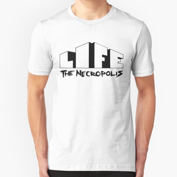 Life The Necropolis Logo White. Slim Fit T-Shirt
