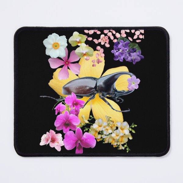 Item preview, Rhinoceros Beetle With Pretty Colorful Flowers Design designed and sold by EarthArtDesigns.