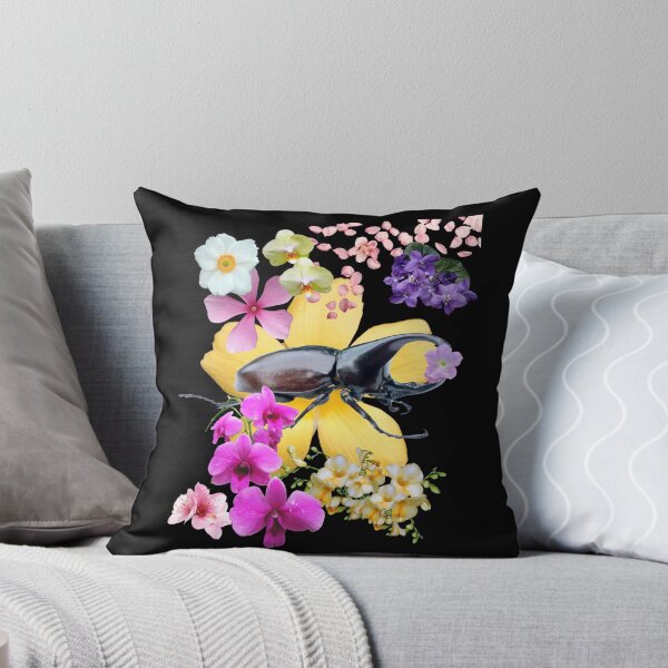 Item preview, Rhinoceros Beetle With Pretty Colorful Flowers Design designed and sold by EarthArtDesigns.