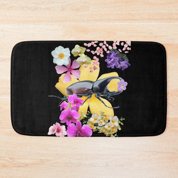 Item preview, Rhinoceros Beetle With Pretty Colorful Flowers Design designed and sold by EarthArtDesigns.