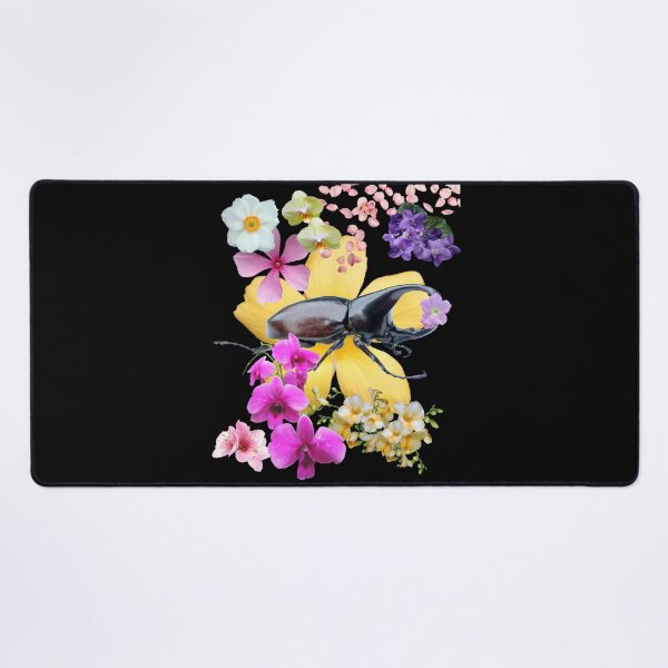 Item preview, Rhinoceros Beetle With Pretty Colorful Flowers Design designed and sold by EarthArtDesigns.