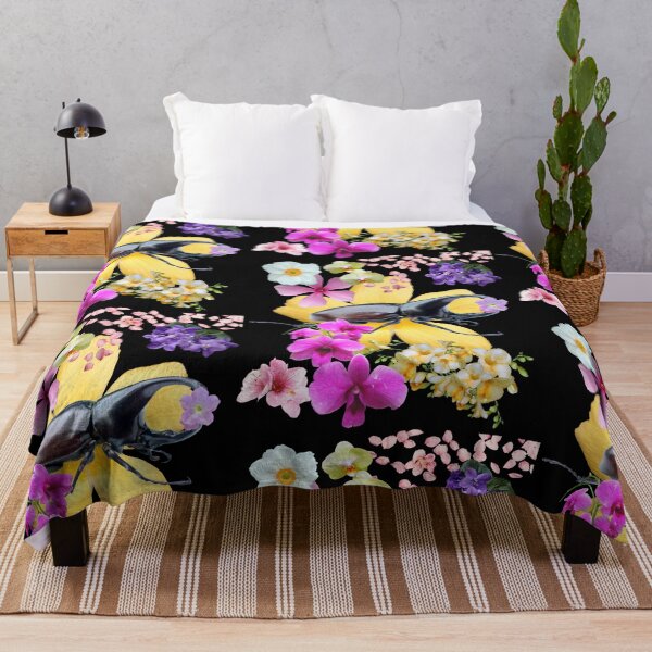 Item preview, Rhinoceros Beetle With Pretty Colorful Flowers Design designed and sold by EarthArtDesigns.