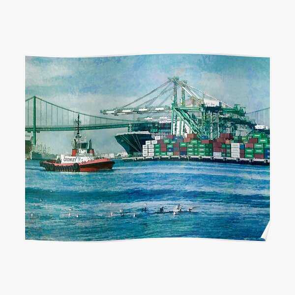 Sunny afternoon in the Port of Los Angeles Poster