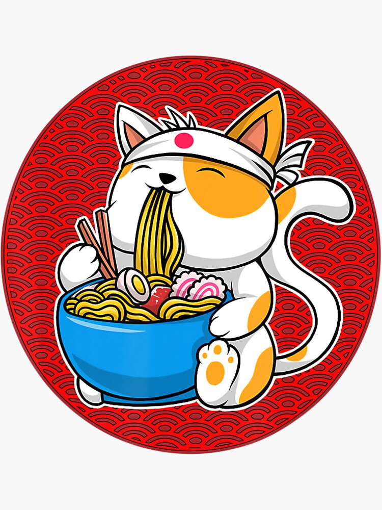 Ramen Cat Neko Anime Cat Lover Kawaii Japanese Girls Teen Sticker For Sale By Wangshuh Redbubble 0493