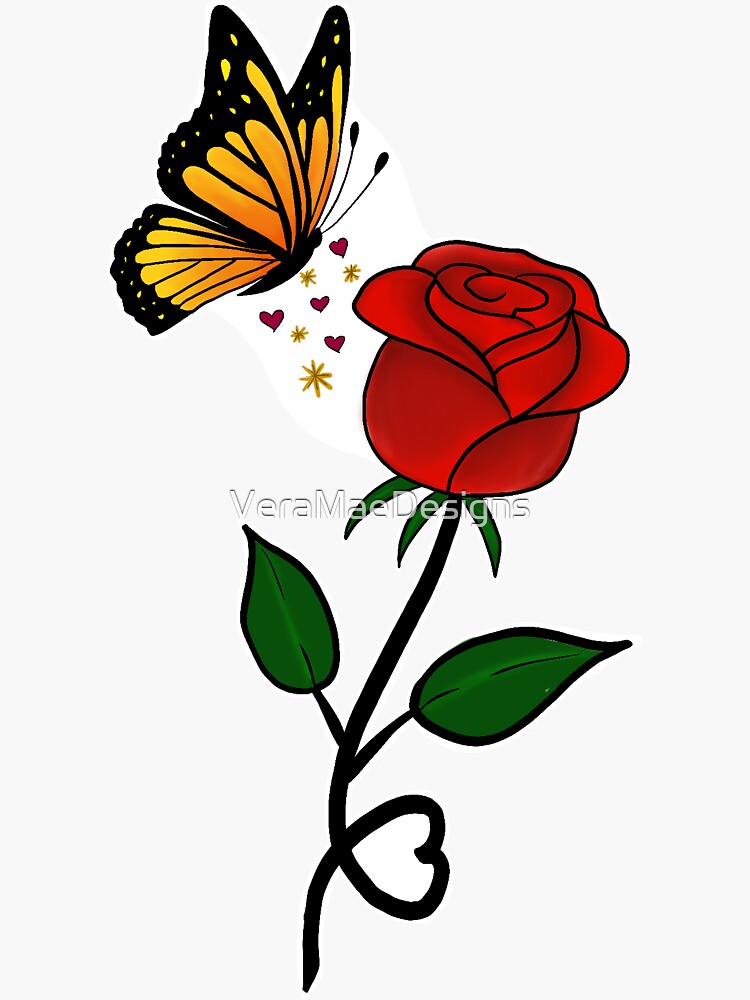 "Butterfly Rose" Sticker for Sale by VeraMaeDesigns Redbubble