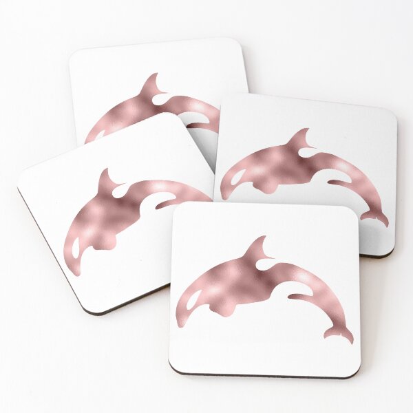 Artikelvorschau, Orca-Killerwal-Silhouette-Kunstwerk – Fake-Roségold-Folieneffekt entworfen und verkauft von Typeglyphs.