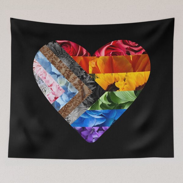 Item preview, Progress Pride Flag Heart Flowers designed and sold by NYXFN.