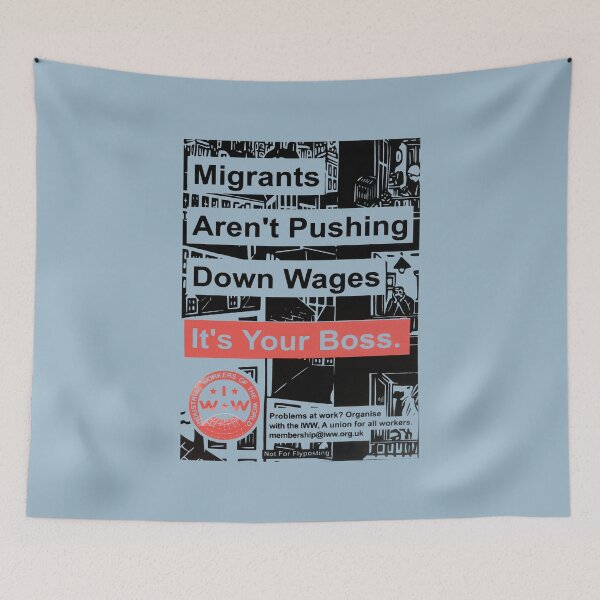 Item preview, Objector Bring Benefit Migrants Aren Industrial Workers of the World Poster designed and sold by Marguerite042Ri.