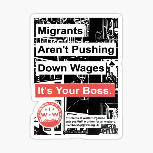 Item preview, Verweigerer bringen Nutzen Migranten sind Industriearbeiter der Welt Poster designed and sold by Marguerite042Ri.