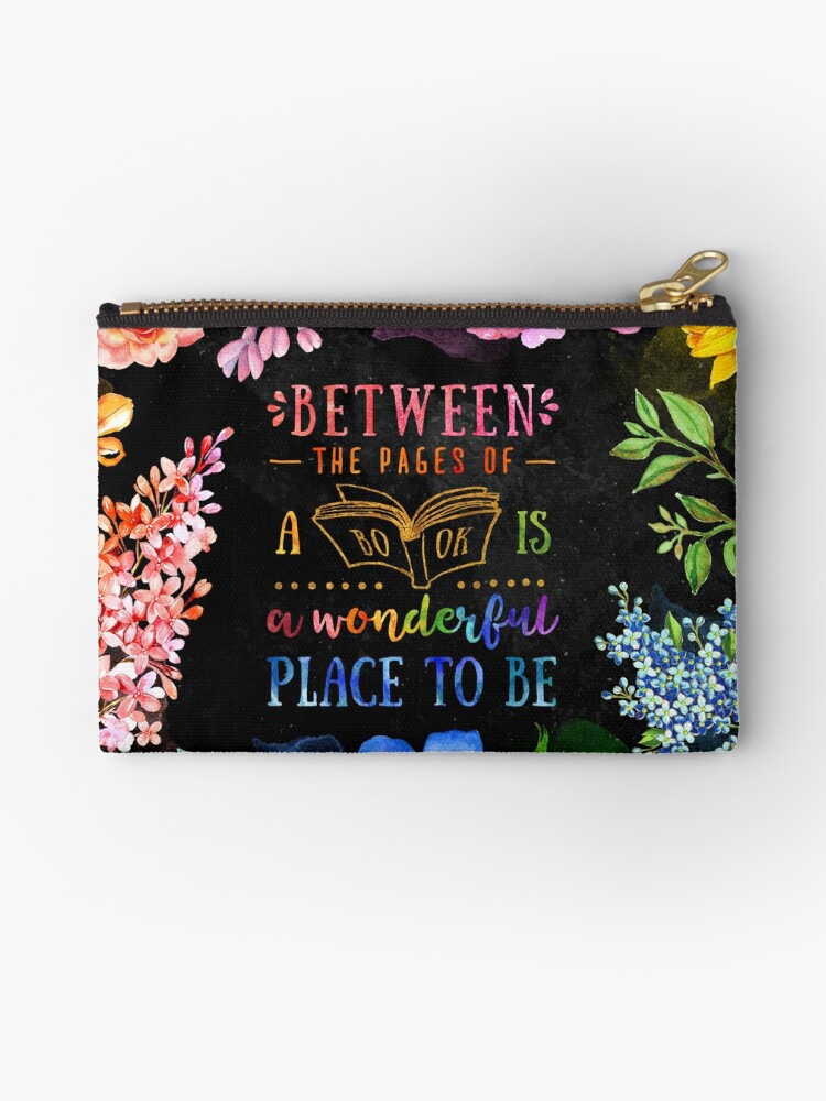 Between the pages (black) Zipper Pouch for Sale by Stella Bookish Art