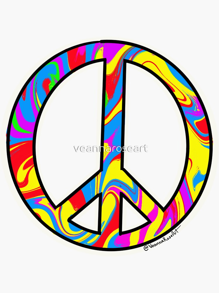 Tie Dye Peace Sign Sticker For Sale By Veannaroseart Redbubble