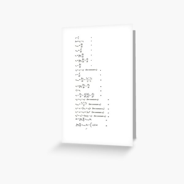 Kinematics Equations Greeting Card