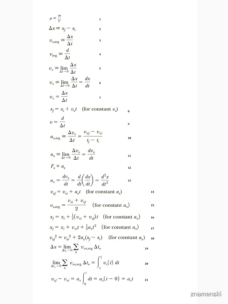 Kinematics Equations by znamenski