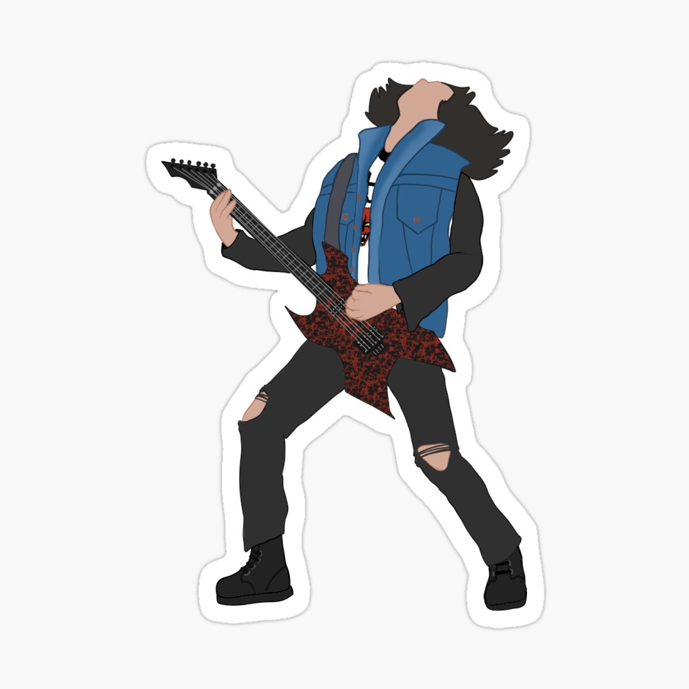 eddie munson playing guitar Sticker for Sale by CallistoVapor