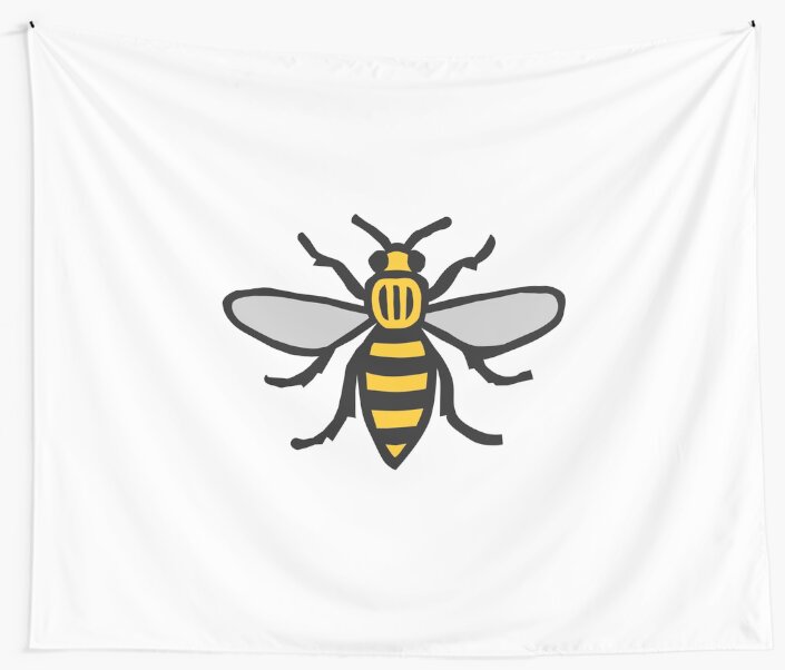 "Manchester Bee, Classic Edition" Wall Tapestries by bitrot Redbubble