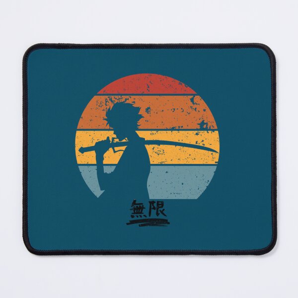 Artikelvorschau, Samurai Champloo Mugen Sonnenuntergang Silhouette, Mugen Samurai Champloo schwarzer Text entworfen und verkauft von RainiearAguilos.