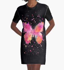 Artsy Butterfly pink and orange Graphic T-Shirt Dress