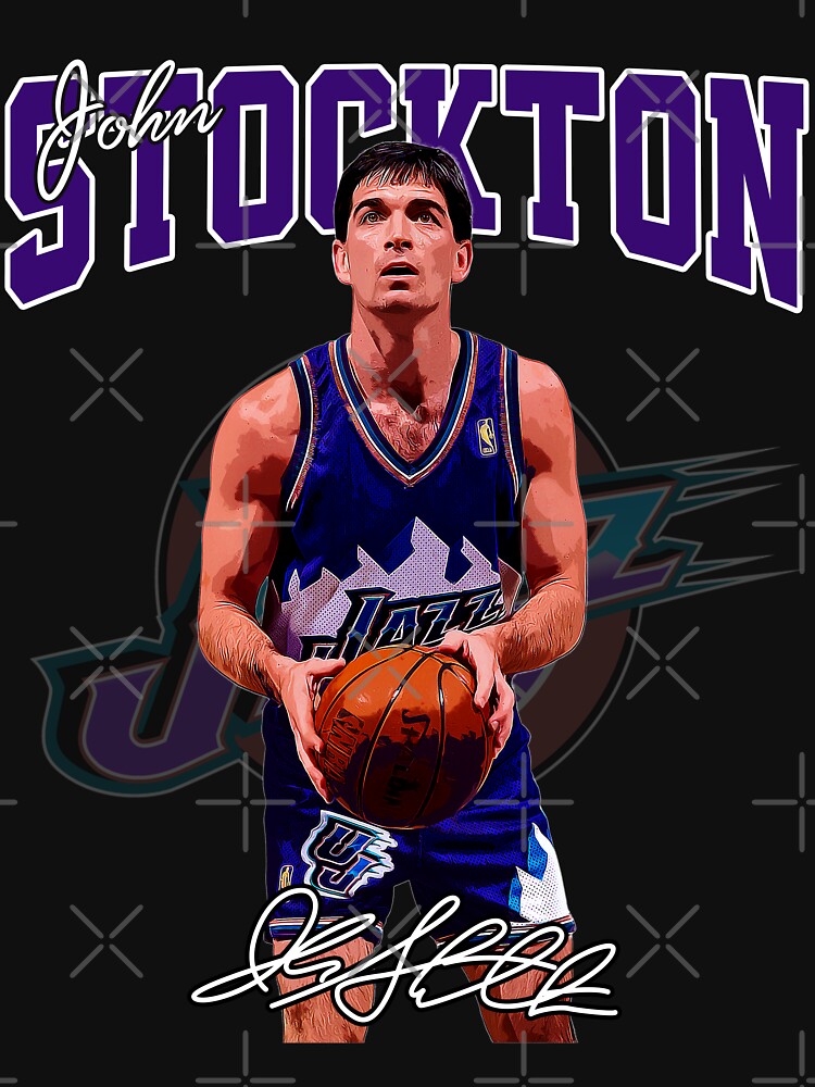 John Stockton Legend Basketball Signature Vintage Retro 80s 90s