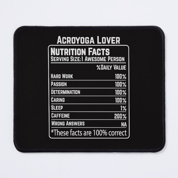 Item preview, Acroyoga Lover Nutrition Facts Funny Sarcastic Partner yoga designed and sold by Digital Story Time.