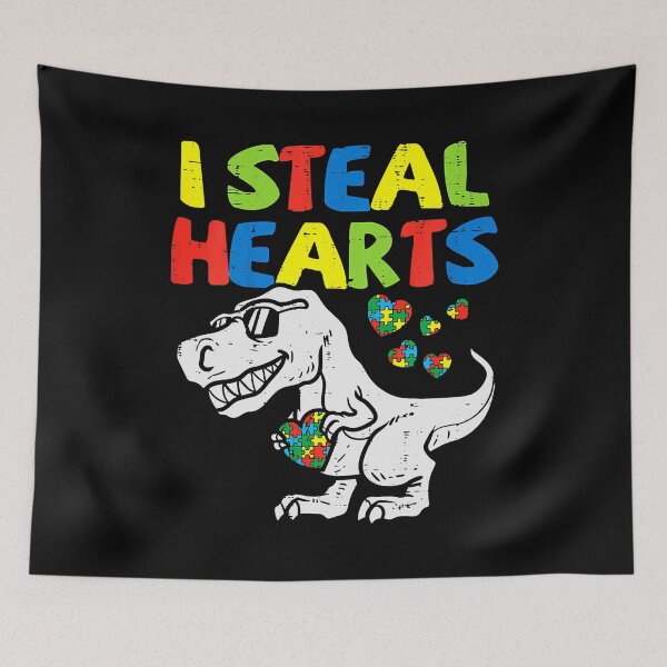 Item preview, I Steal Hearts Puzzle Autism Awareness T Rex Dinosaurs designed and sold by HaaChris-Artis.