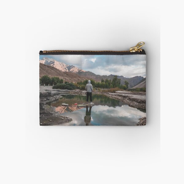 Item preview, A vibrant landscape with a pond and mountains around. designed and sold by That Ladakhi Guy.
