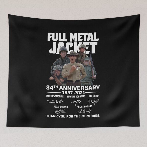 Item preview, Full Rétro Métal Jácket 34th Anniversary All Casts Signatures Shirt, Fúll Wár Movie Metal Jácket Thank You For The Memories T Shirt designed and sold by exnerhovardj.
