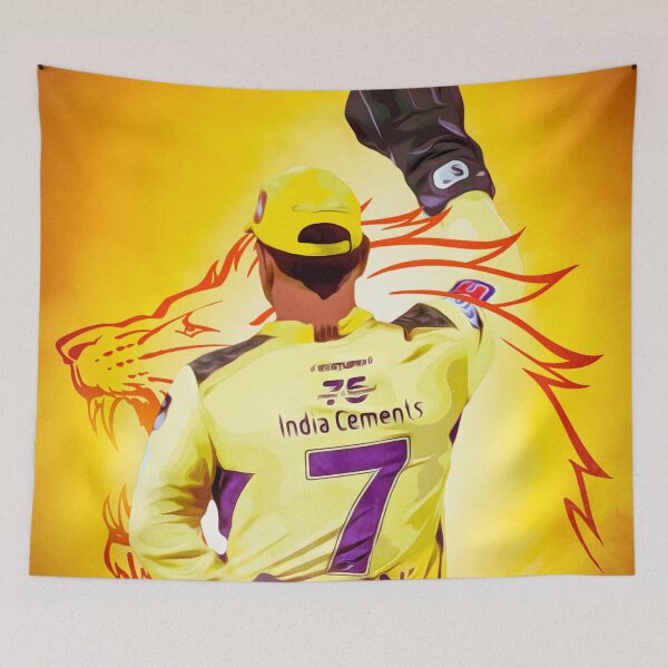 Item preview, MS Dhoni Chennai Super Kings CSK wallpaper Whistlepodu designed and sold by ArtParadox.