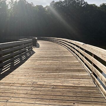 Artwork thumbnail, Stillness Gifts Portrait view of wooden bridge to cross at sunset in Georgia - bridge photos by stillnessgifts