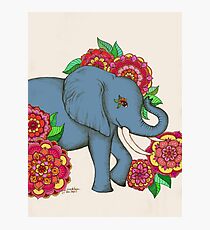 Little Blue Elephant in her secret garden Photographic Print