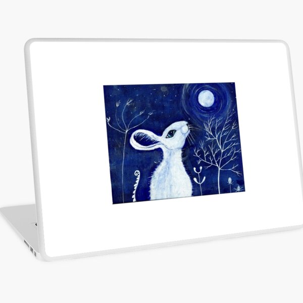 White moon gazing hare Laptop Skin