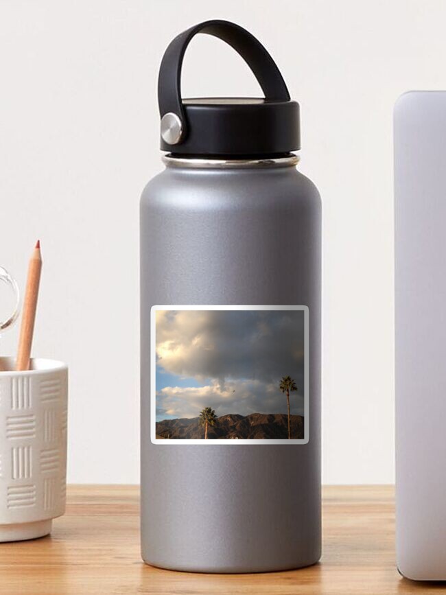Thumbnail 1 of 3, Sticker, Stillness Gifts Palm Trees and Clouds - california photography designed and sold by stillnessgifts.