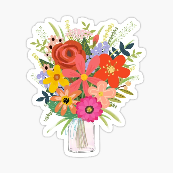 Wildflower Creations Colored Bouquet Sticker for Sale by