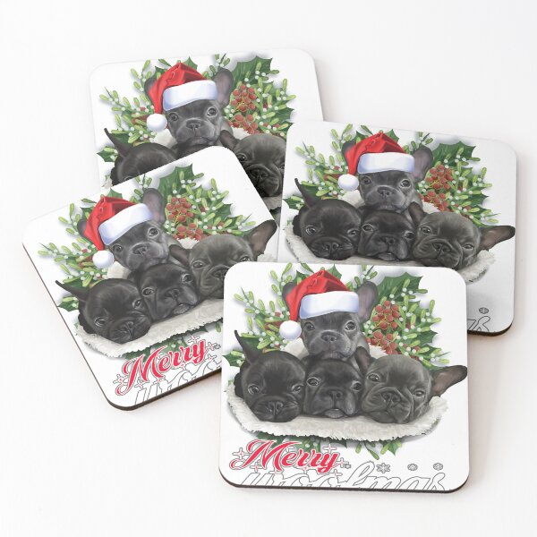 Item preview, Winter Holiday Adorable Bulldog Puppy Family Christmas Santa Hat designed and sold by Barnissim.