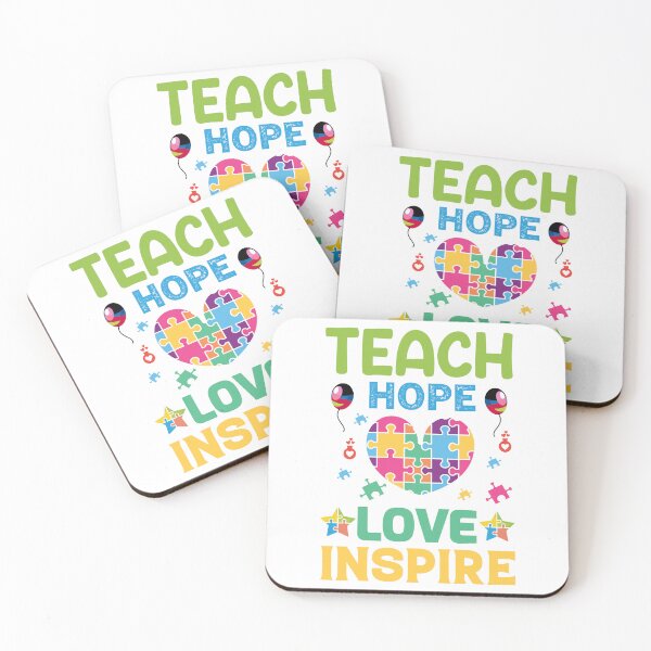Item preview, Teach Hope Love Inspire Autism Autistic support Be Positive Aspire To Inspire Happy Life Apparel Essential Motivation Inspiration Joy Mood designed and sold by DesignByHeartUK.