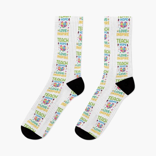 Item preview, Teach Hope Love Inspire Autism Autistic support Be Positive Aspire To Inspire Happy Life Apparel Essential Motivation Inspiration Joy Mood designed and sold by DesignByHeartUK.