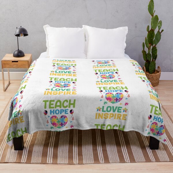 Item preview, Teach Hope Love Inspire Autism Autistic support Be Positive Aspire To Inspire Happy Life Apparel Essential Motivation Inspiration Joy Mood designed and sold by DesignByHeartUK.