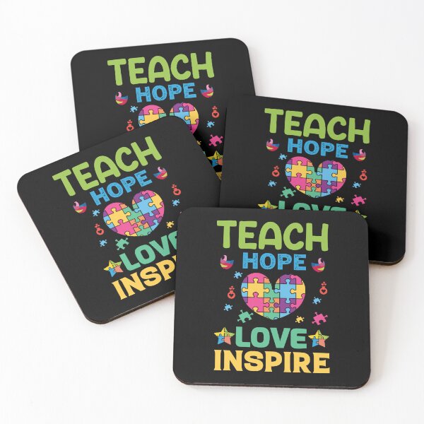 Item preview, Teach Hope Love Inspire Autism Autistic support Be Positive Aspire To Inspire Happy Life Apparel Essential Motivation Inspiration Joy Mood designed and sold by DesignByHeartUK.