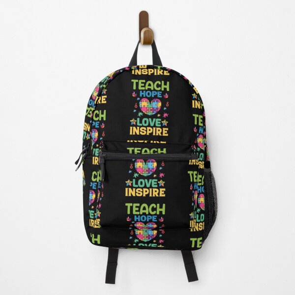 Item preview, Teach Hope Love Inspire Autism Autistic support Be Positive Aspire To Inspire Happy Life Apparel Essential Motivation Inspiration Joy Mood designed and sold by DesignByHeartUK.