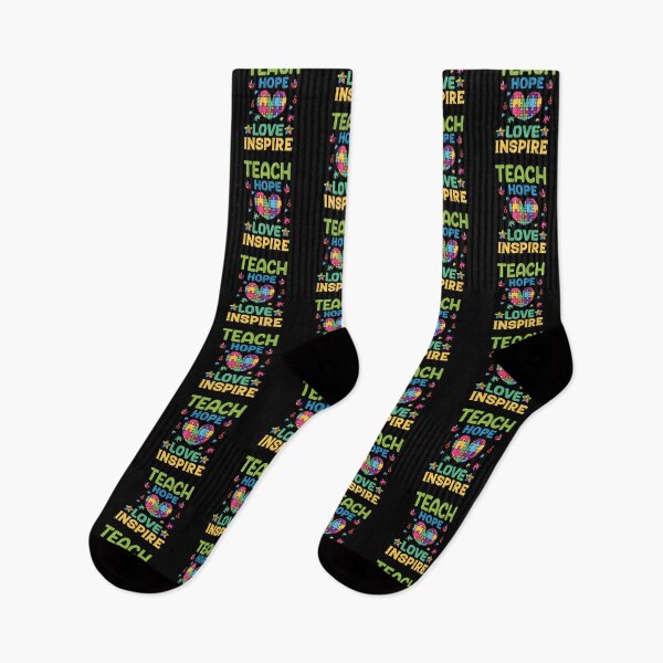 Item preview, Teach Hope Love Inspire Autism Autistic support Be Positive Aspire To Inspire Happy Life Apparel Essential Motivation Inspiration Joy Mood designed and sold by DesignByHeartUK.