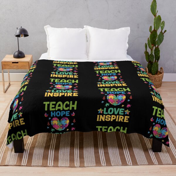 Item preview, Teach Hope Love Inspire Autism Autistic support Be Positive Aspire To Inspire Happy Life Apparel Essential Motivation Inspiration Joy Mood designed and sold by DesignByHeartUK.
