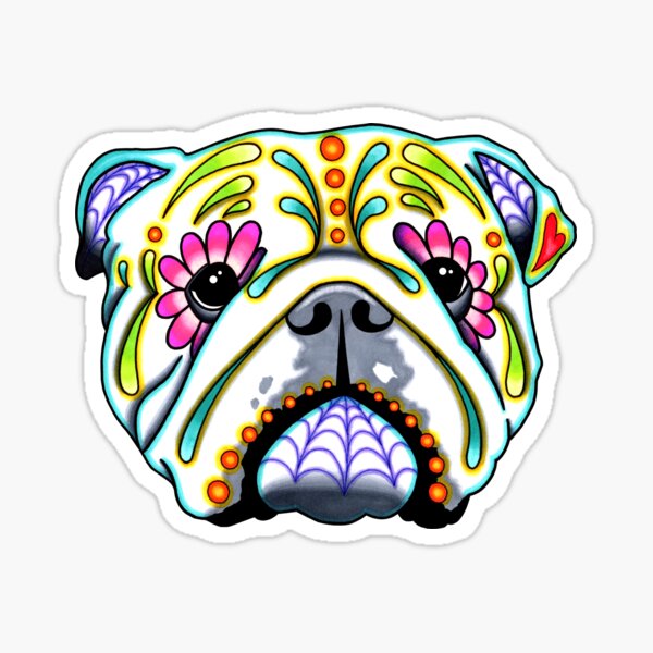 Item preview, English Bulldog Day of the Dead Sugar Skull Dog designed and sold by Pretty In Ink.