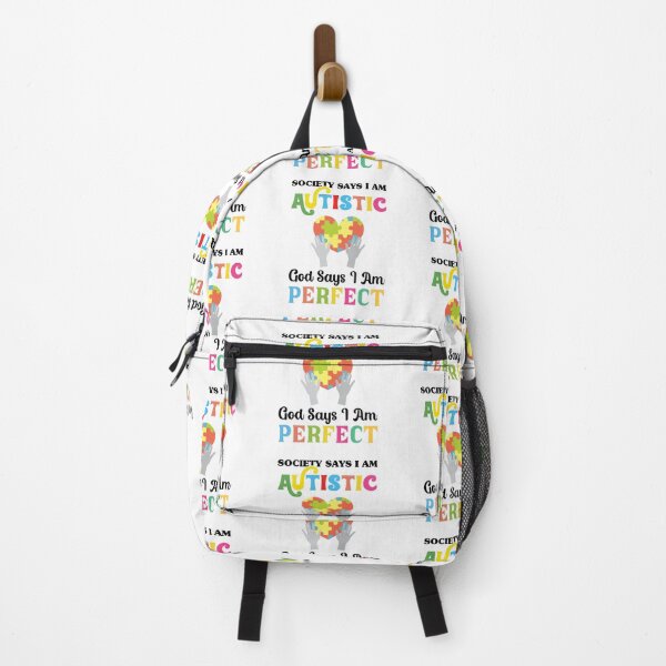 Artikelvorschau, society Says I am Autistic God Says I am Perfect Autism Autistic support Be Positive Aspire To Inspire Happy Life Apparel Essential Motivation Inspiration Joy Mood entworfen und verkauft von DesignByHeartUK.