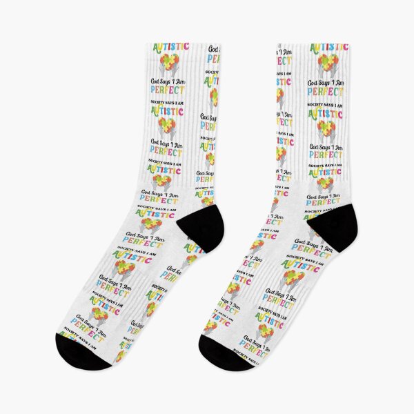 Item preview, society Says I am Autistic God Says I am Perfect Autism Autistic support Be Positive Aspire To Inspire Happy Life Apparel Essential Motivation Inspiration Joy Mood designed and sold by DesignByHeartUK.