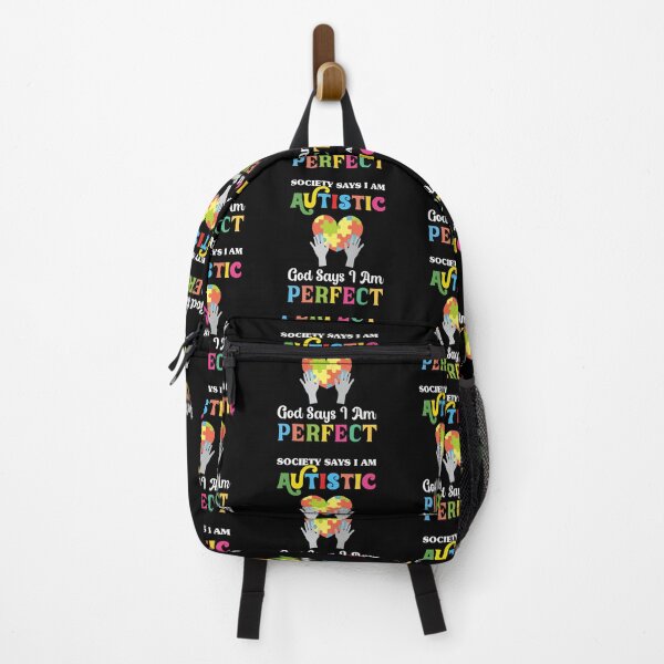 Artikelvorschau, society Says I am Autistic God Says I am Perfect Autism Autistic support Be Positive Aspire To Inspire Happy Life Apparel Essential Motivation Inspiration Joy Mood entworfen und verkauft von DesignByHeartUK.