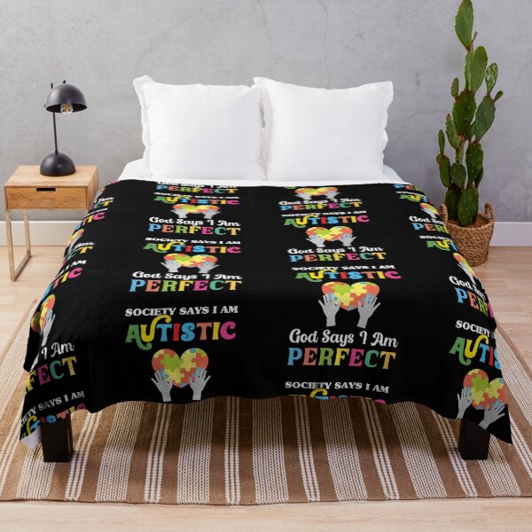 Item preview, society Says I am Autistic God Says I am Perfect Autism Autistic support Be Positive Aspire To Inspire Happy Life Apparel Essential Motivation Inspiration Joy Mood designed and sold by DesignByHeartUK.